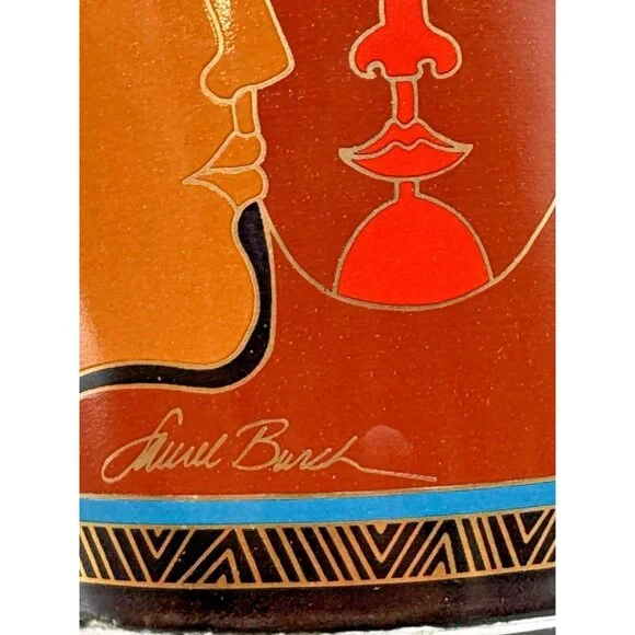 Laurel Burch Ancient Ancestors Egyptian‎ Coffee Mug 1988 Japan Gold Vintage - Picture 2 of 9